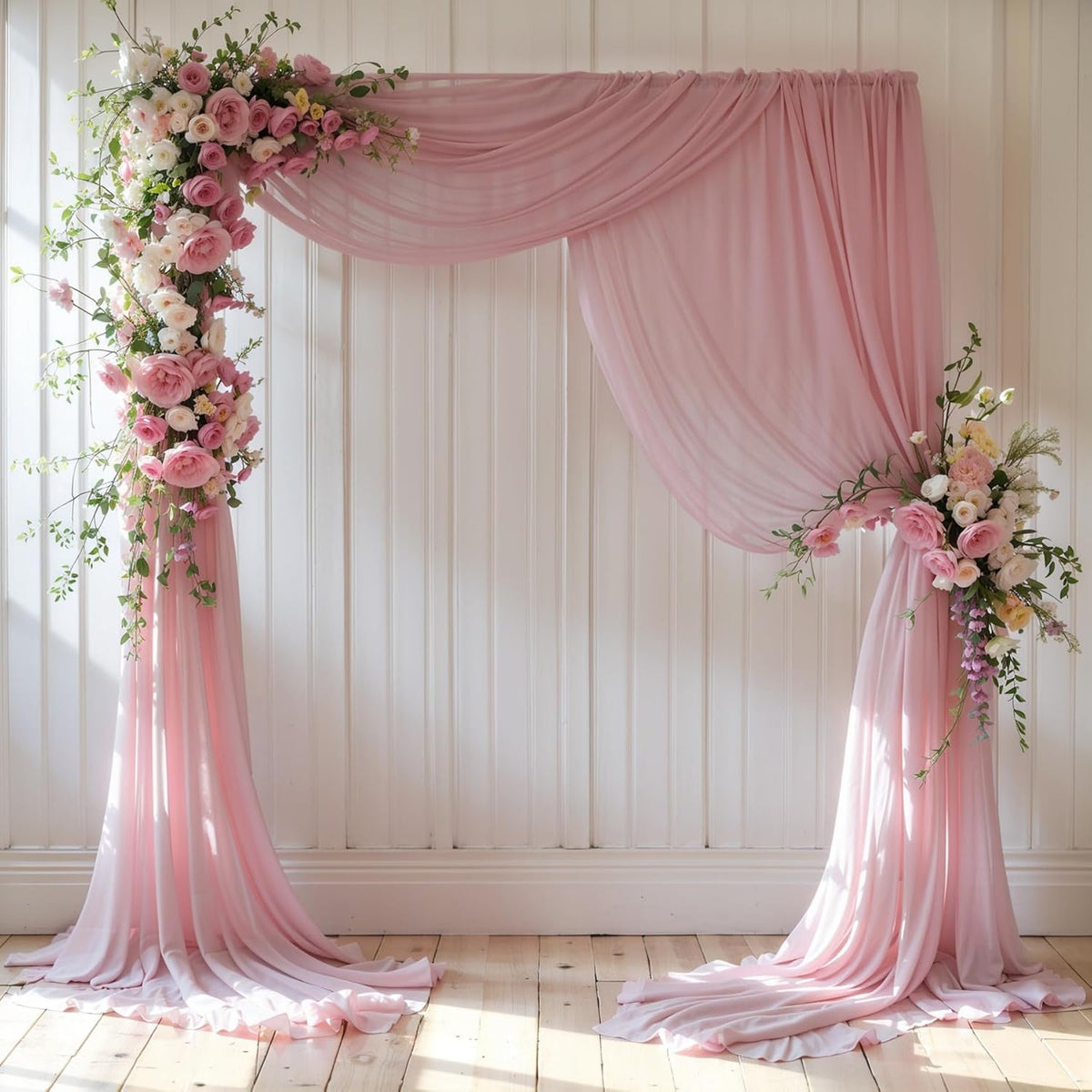 Wedding Arch Draping Fabric 1 Panel 18Ft Dusty Rose Chiffon Fabric Drapery Wedding Ceremony