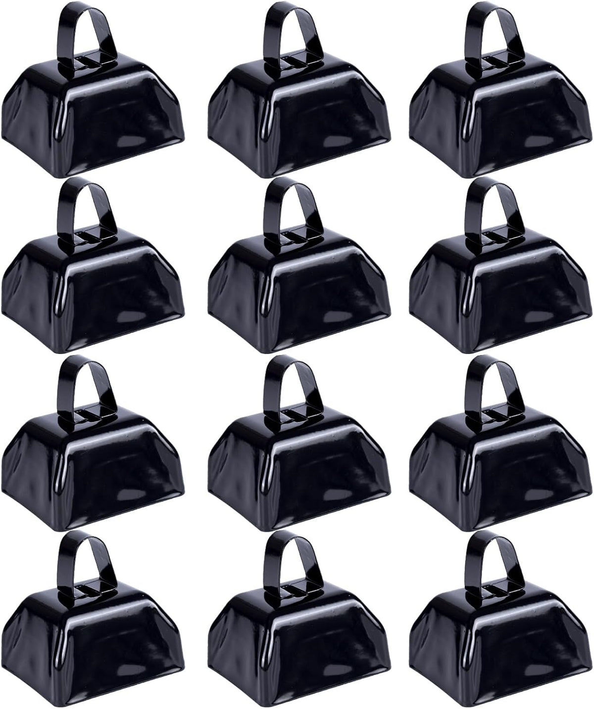 Cow Bells Noise Makers Cheering Bell: 12 Pcs Metal Cowbells with Handle for Sporting Events - Small