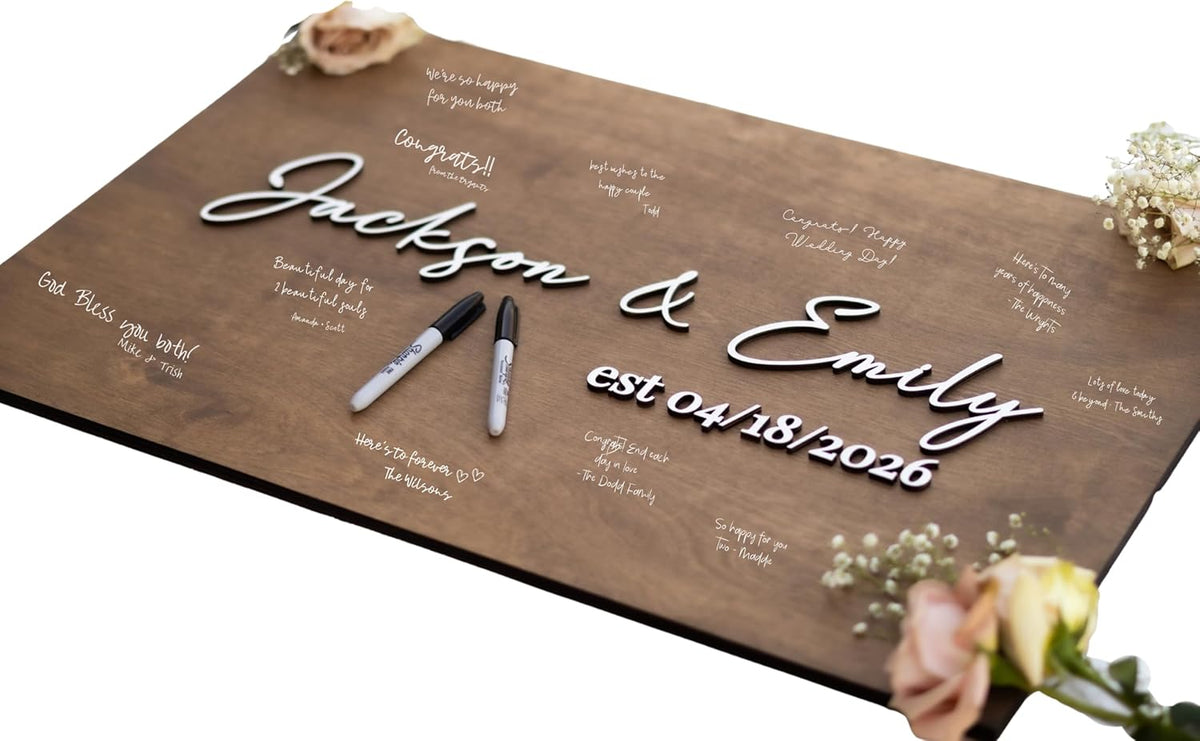 Personalized Last Name Guest Book, Unique Guest Book Sign, Custom Alternative Guest Book, Wooden