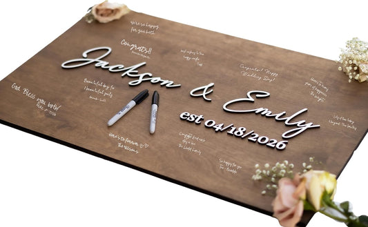 Personalized Last Name Guest Book, Unique Guest Book Sign, Custom Alternative Guest Book, Wooden