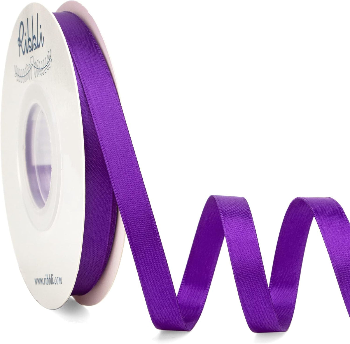 Ribbli Double Faced Purple Satin Ribbon,3/8” x Continuous 25 Yards,Use for Bows Bouquet,Gift