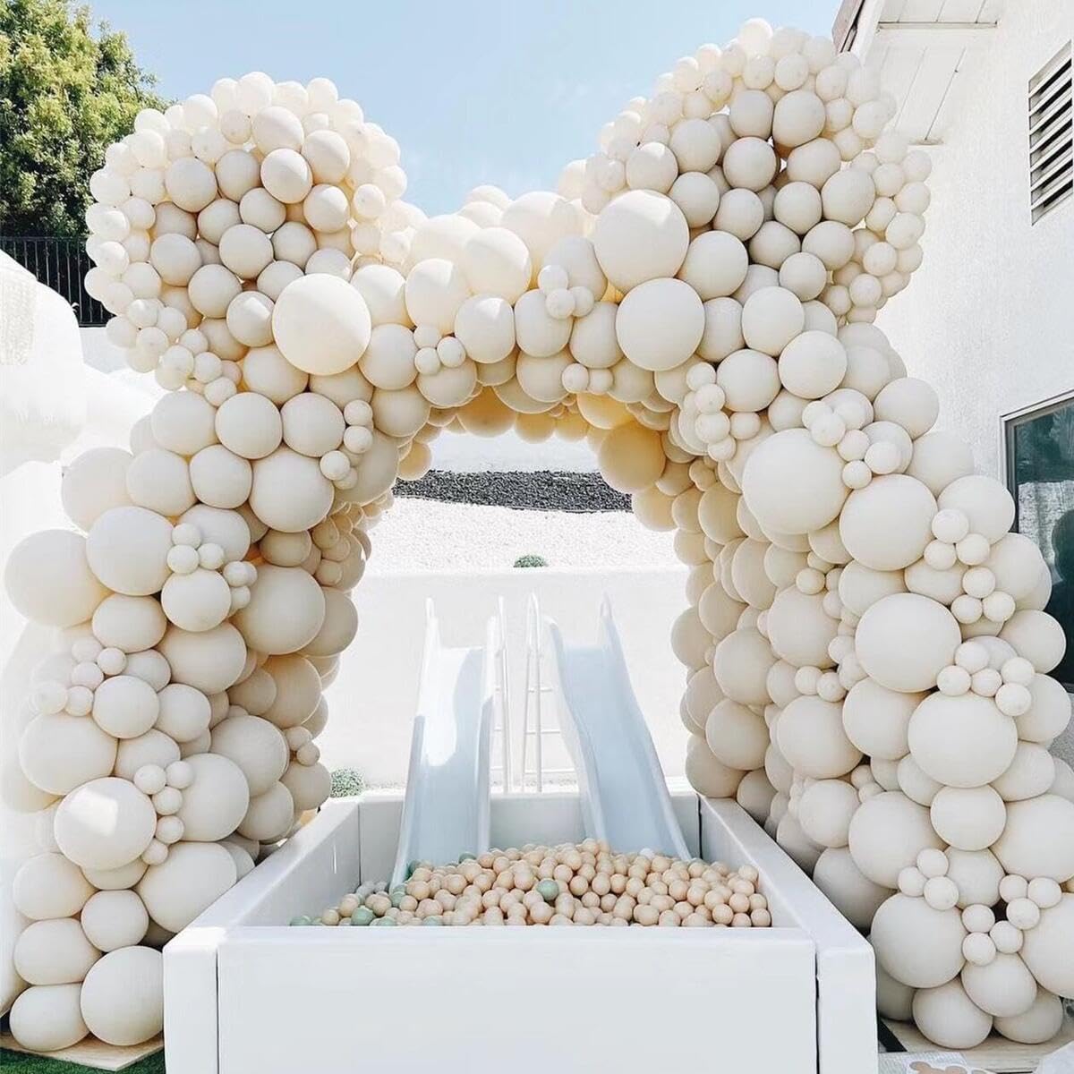 412pcs Sand White Balloon Garland Arch Kit 18 12 10 5 Inch Different Sizes Matte Neutral Latex