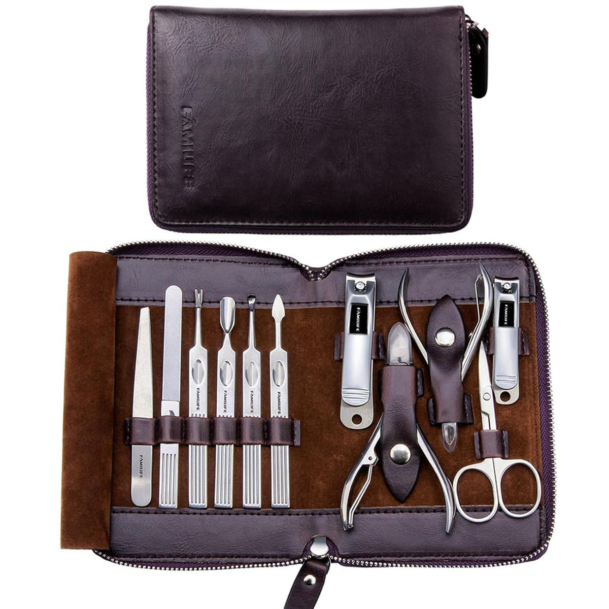 FAMILIFE Manicure Set, Nail Clippers Set Professional Manicure Kit 11 in 1 Stainless Steel Pedicure