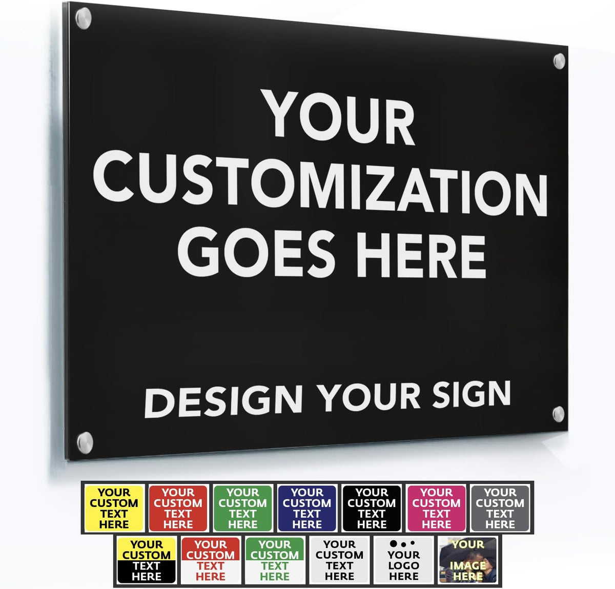 Custom Metal Business Signs, Personalized Aluminum Outdoor Signs, White Aluminum (Black Background
