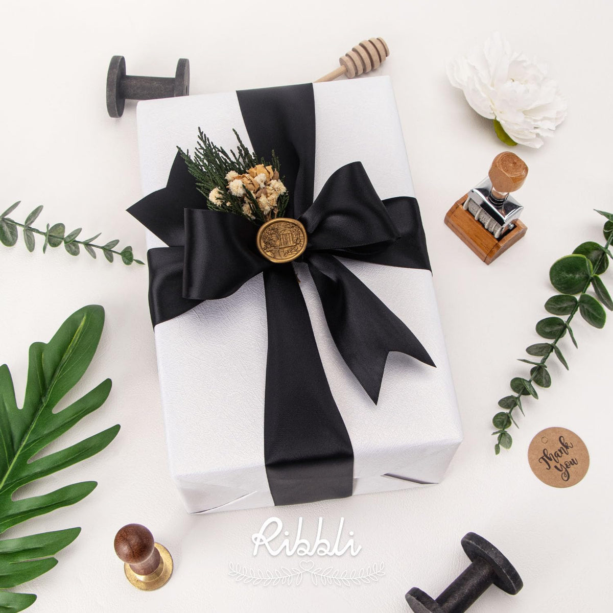 Ribbli Black Double Faced Satin Ribbon, 2” x Continuous 10 Yards,Use for Bows Bouquet,Gift