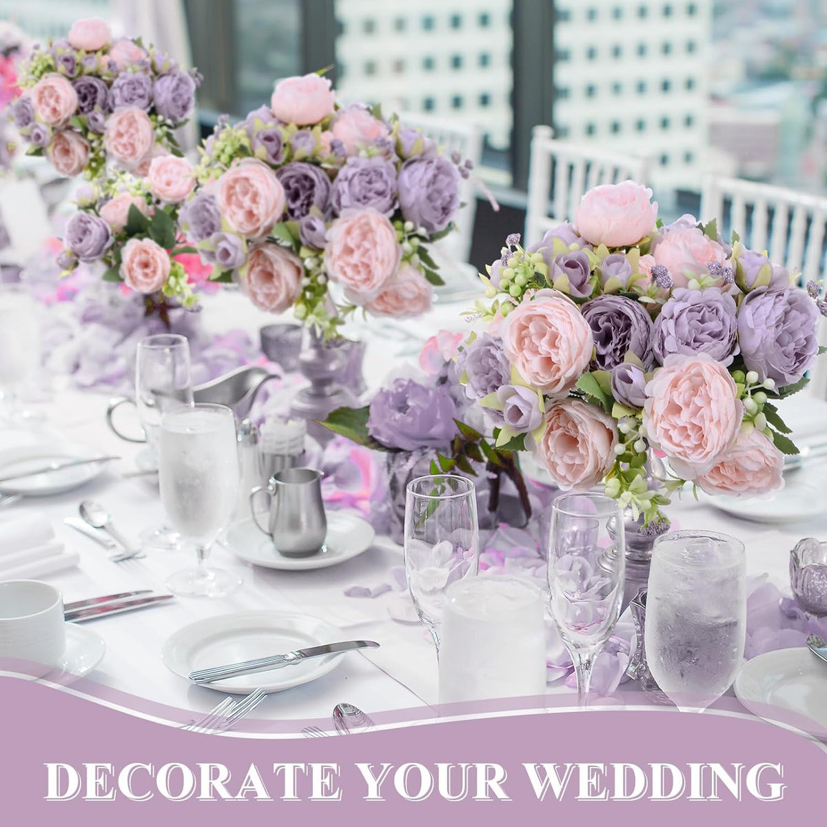 8 Bundles Artificial Peonies Flowers Boho Faux Flowers Arrangements Artificial Centerpiece Spring
