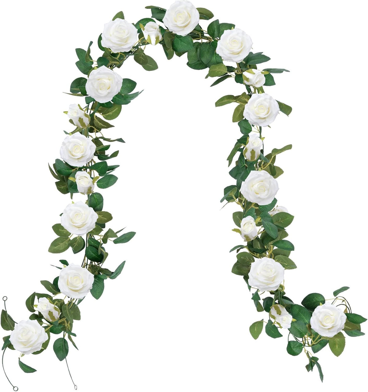 U'Artlines 3 Pack Artificial White Rose Vines Floral Garlands Total 19.5 Ft Fake Vine Silk Flower