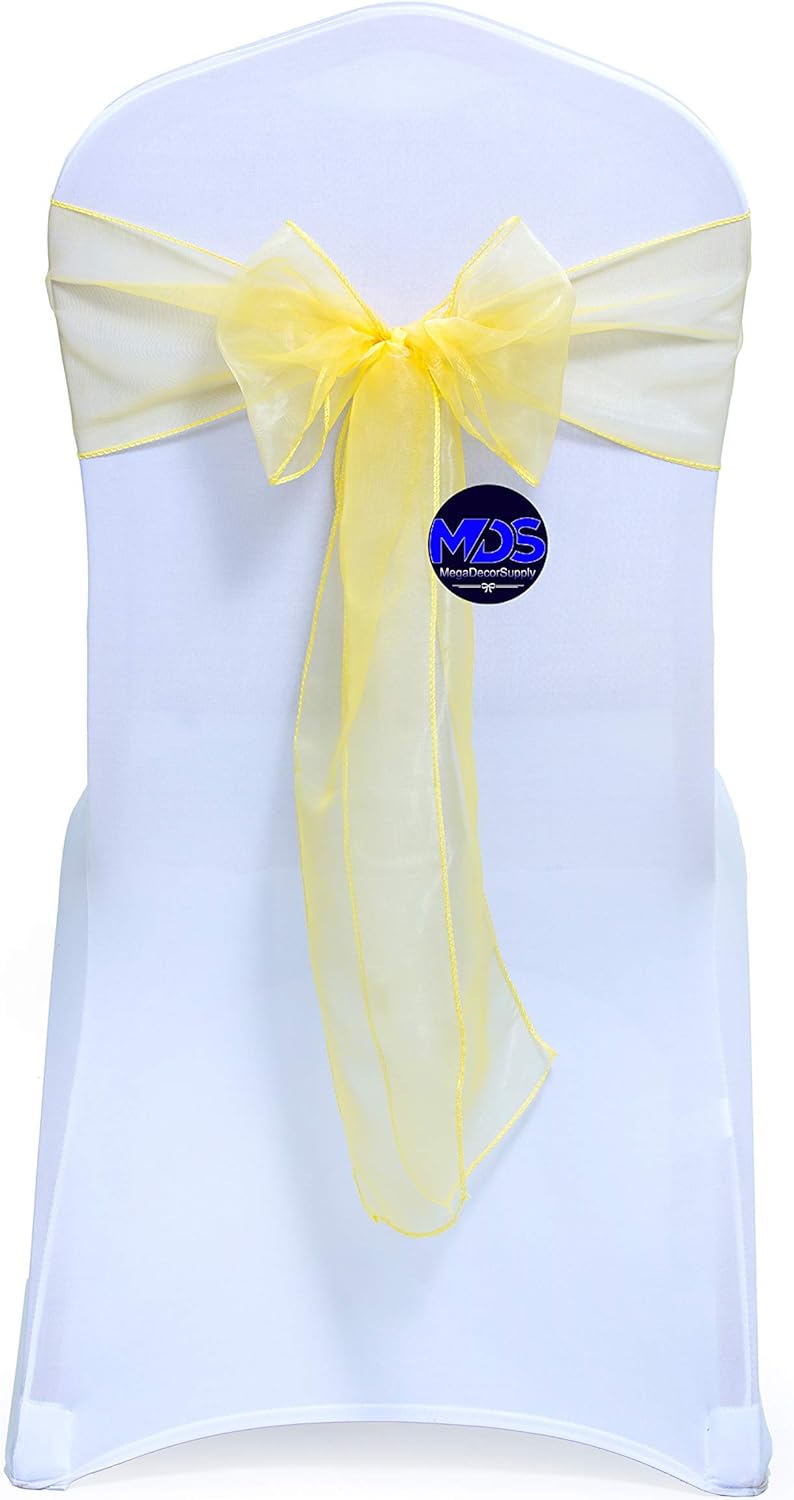 MDS Pack of 250 PCS Organza Chair Sashes Wider Dining Chair Bows Ribbon Tie Back for Wedding Party