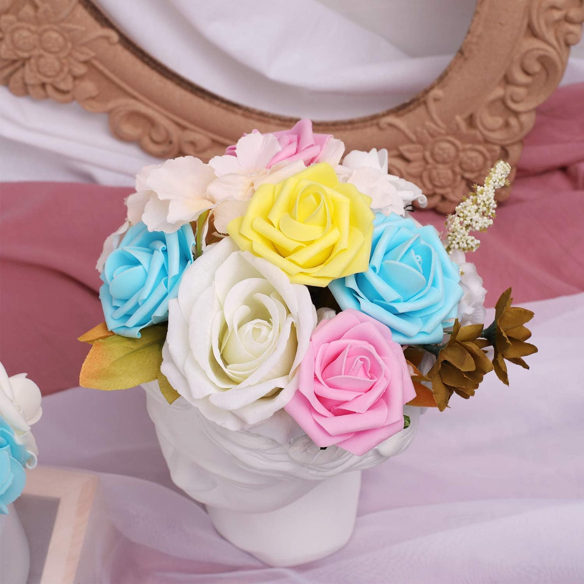 N&T NIETING Artificial Flowers Easter, Fake Flowers Roses Perfect for DIY Wedding Bridal Bouquets