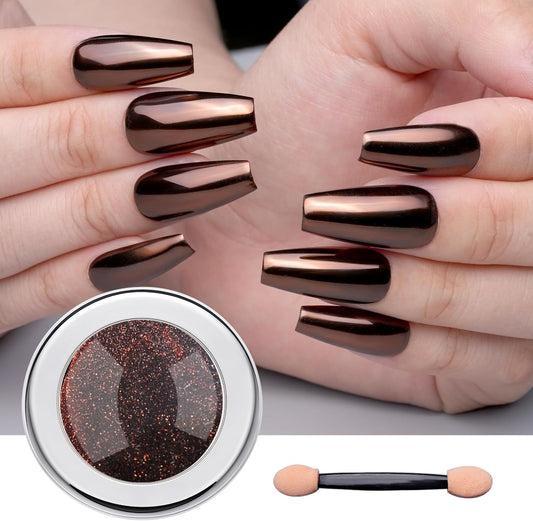 Pretty Diva Chrome Nail Powder - Coffee Chocolate Effect Nail Art Mirror Chrome Nail Powder, Brown