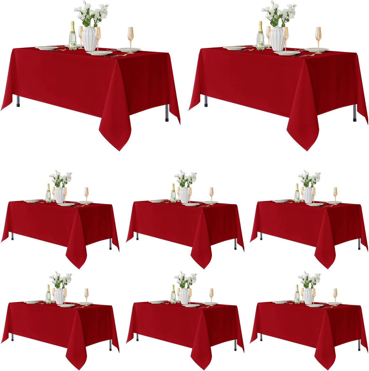 Fitable 8 Pack Table Cloth Rectangle Table: Stain and Wrinkle Resistant Tablecloth Rectangular