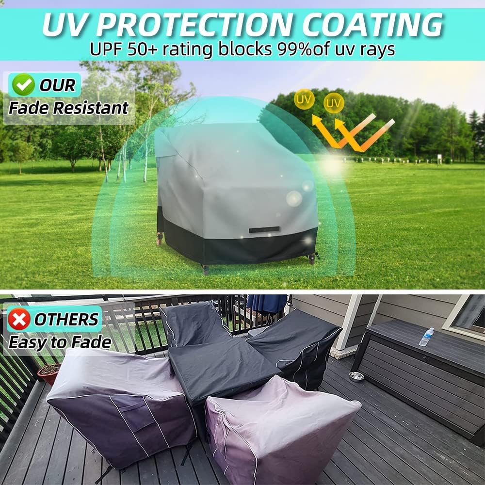 Patio Swivel Chair Cover Waterproof 2 Pack, 600D Heavy Duty Outdoor Furniture Covers for Universal