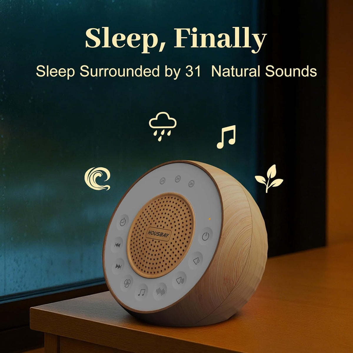 Housbay White Noise Sound Machine for Sleeping, 31 Soothing Sounds, Small Sleep Machine for Adults