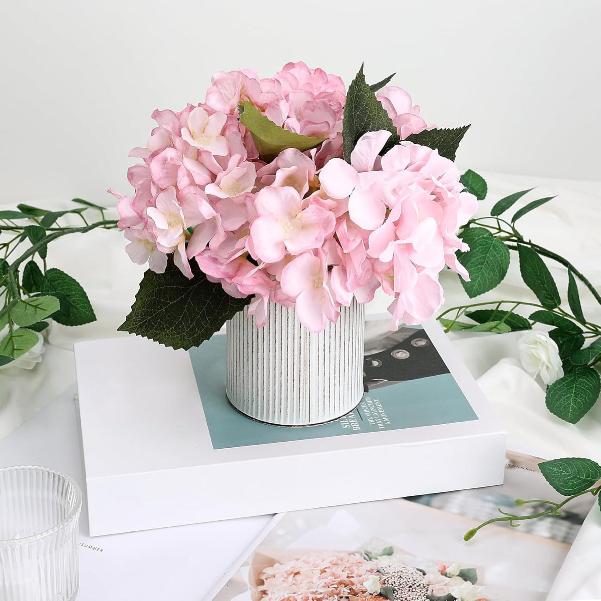 Flower Table Centerpieces - Set of 6 Floral Arrangement Artificial Wedding Hydrangeas Floral
