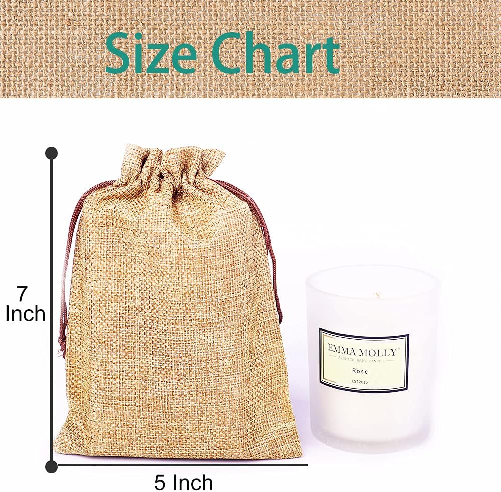 LYSXP 50PCS Burlap Bags with Drawstring，5x7 Inch Drawstring Gift Bag Jewelry Pouches for Wedding