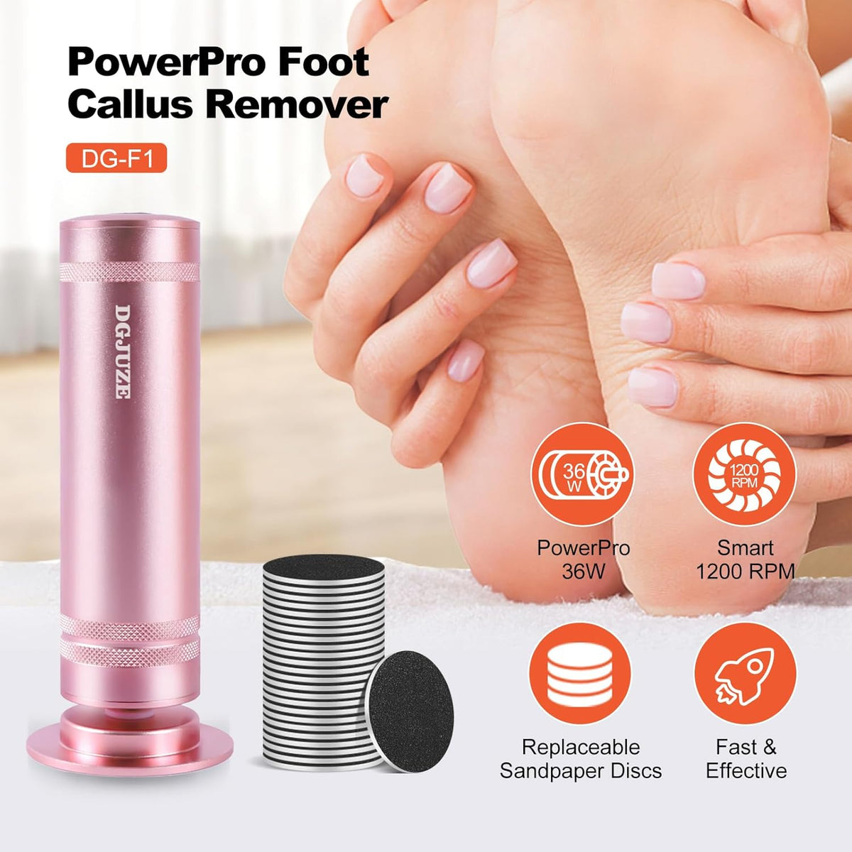 PowerPro Electric Foot Callus Remover 36W Professional 1200rpm Adjustable Speed Metal Feet Grinder