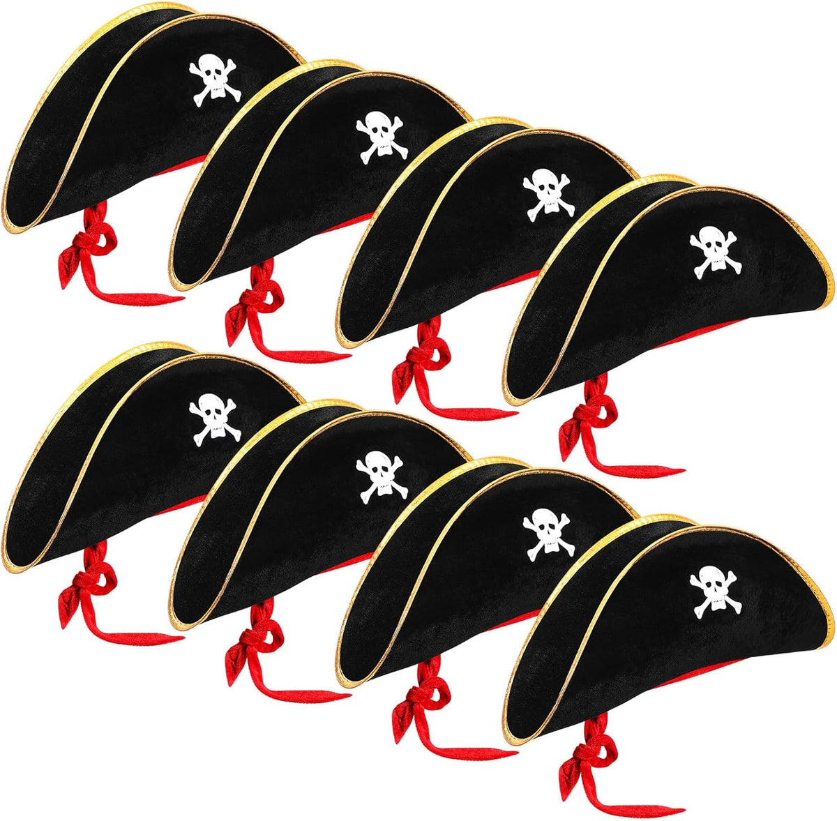 Hsei Halloween Pirate Hat Skull Print Captain Costume Caps Party Accessories Hats for Cosplay