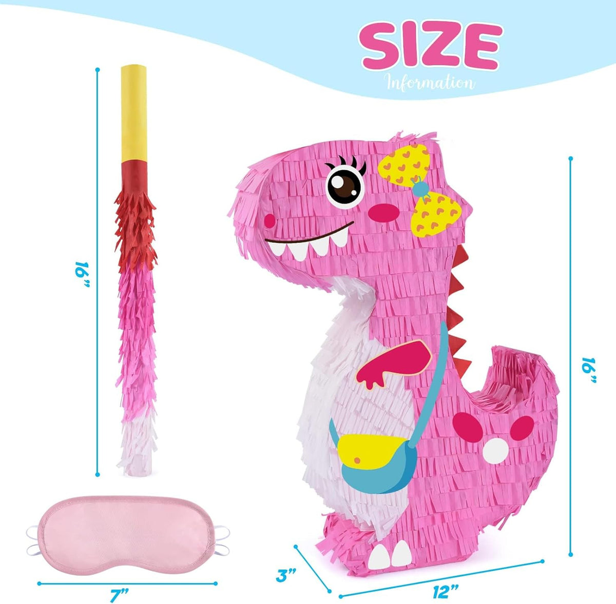 Dinosaur Pinata - Dinosaur Birthday Party Supplies for Girls Kids Dino Themed Party Pinata Bundle
