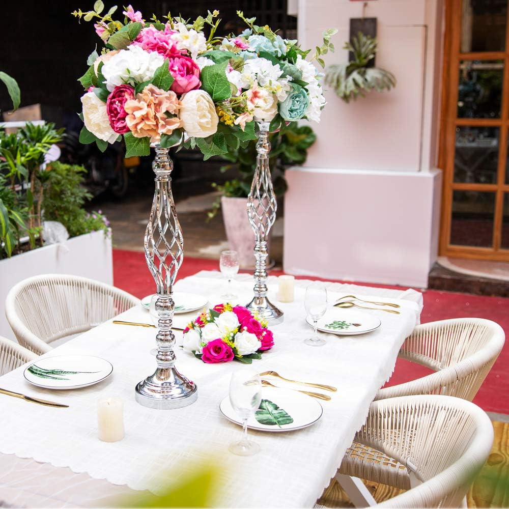 Twist Candleholder Stands & Metal Centerpieces for Reception Tables - Wedding Flower Arrangement