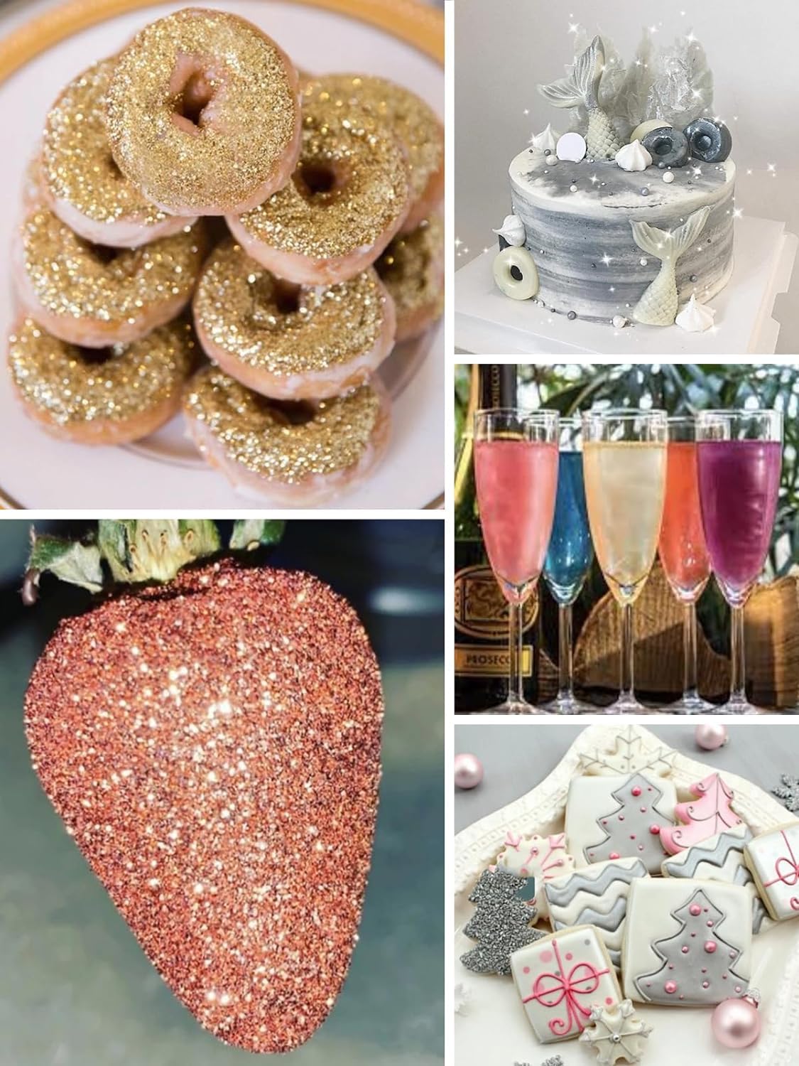 Shanlinly White Edible Glitter for Cakes Drinks - Food Grade 5g Shimmer Luster Glitter Dust Edible