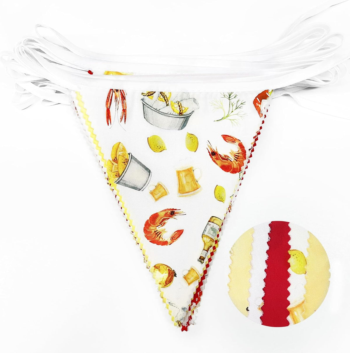 32Ft Crawfish Boil Party Decorations Red Yellow Beer Crawfish Pennant Banner Fabric Triangle Flag
