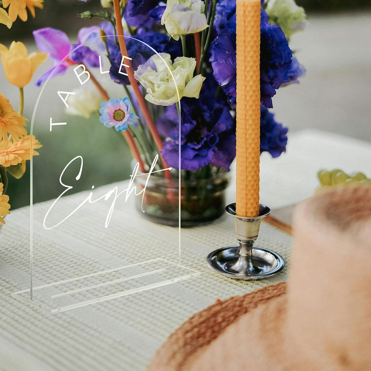 JINMURY Clear Arch Wedding Table Numbers 1-10 with Stands, 5x7 Inch Acrylic Arch Sign with White