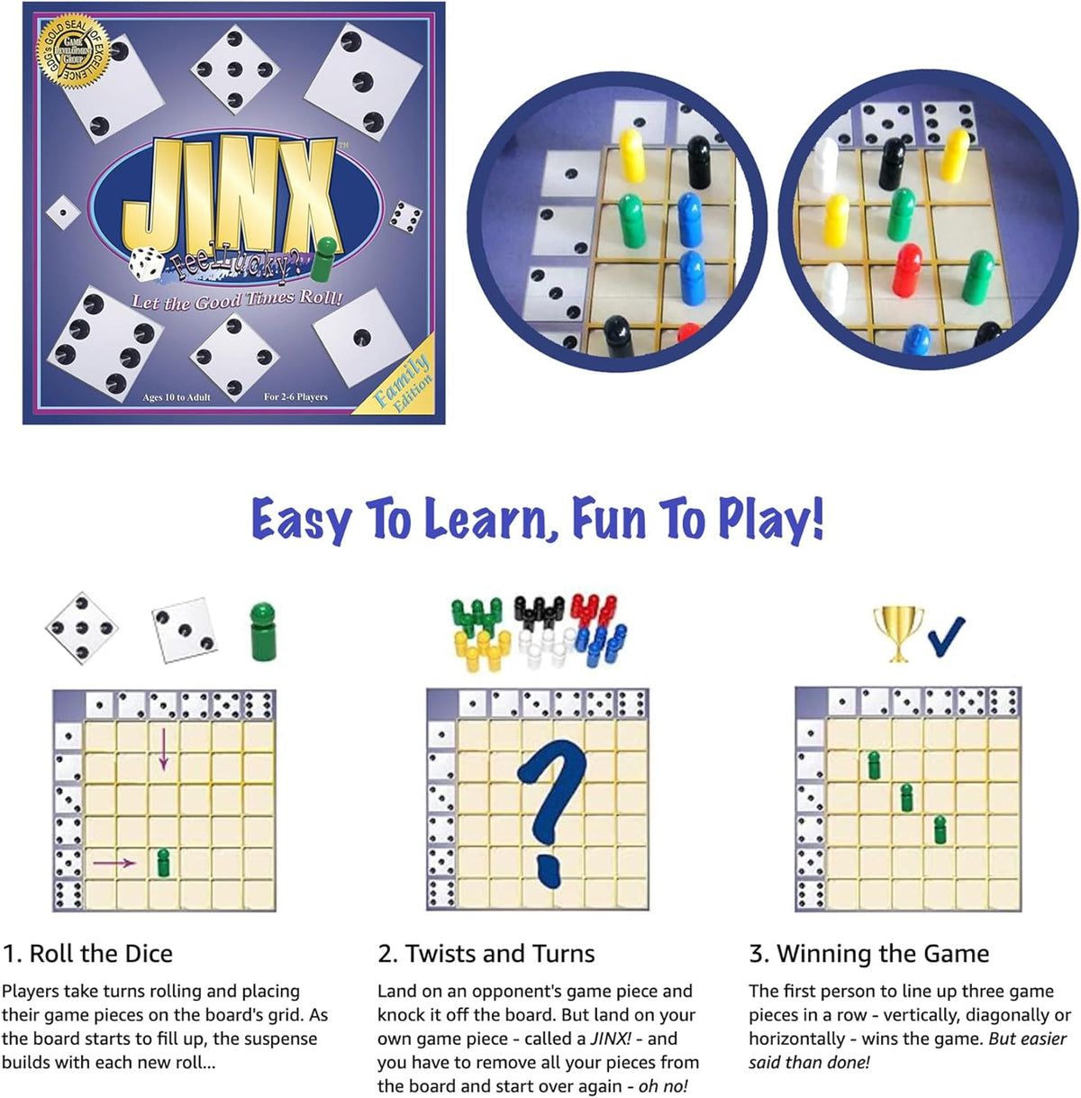 Jinx - Fast and Fun Board Game of Chance Where The Luck of The Roll Determines Your Fate - Game