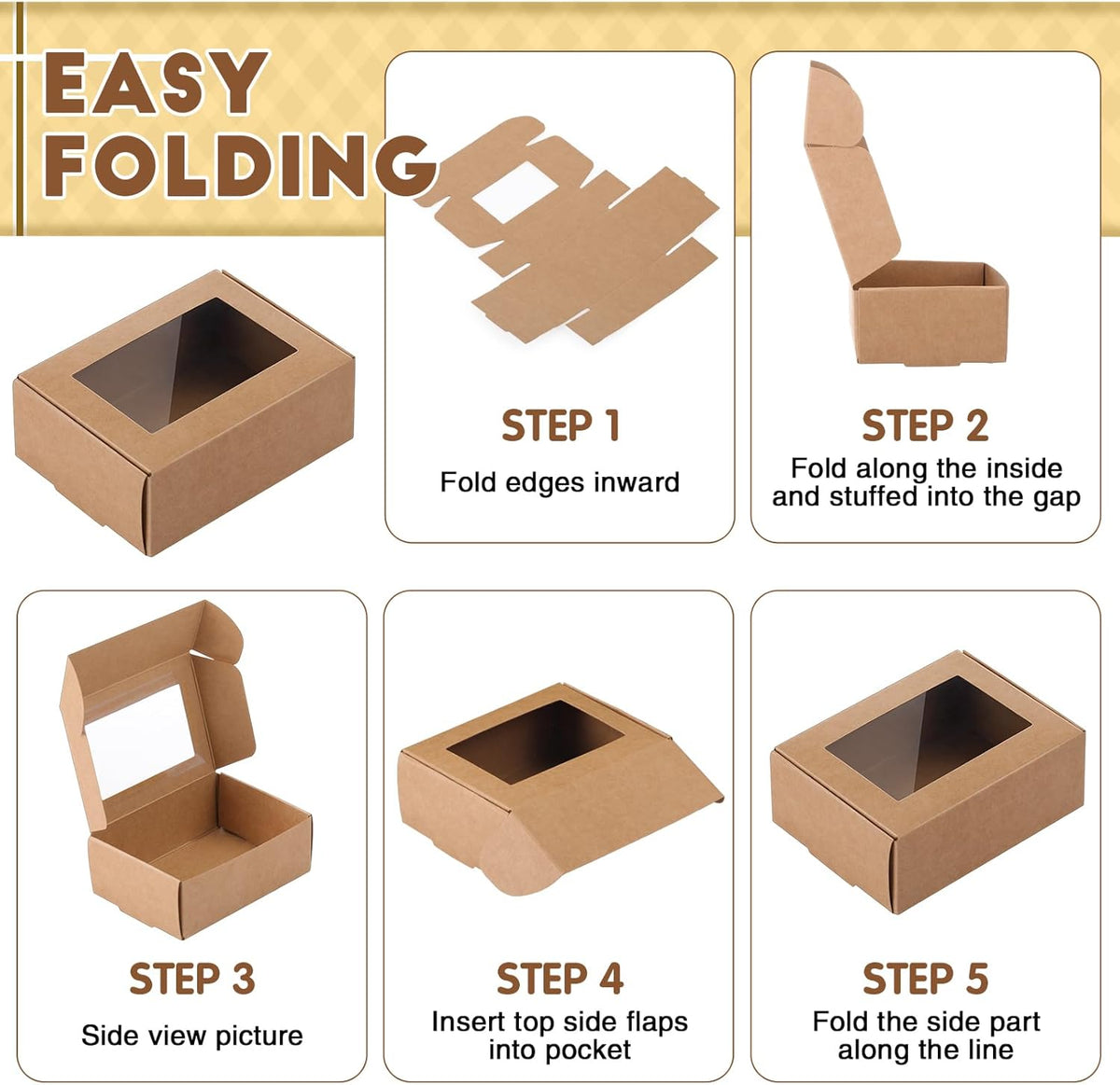 Zonon 30 Pcs Soap Boxes for Homemade Packaging, Mini Kraft Treat Boxes with Window for Bakery Candy