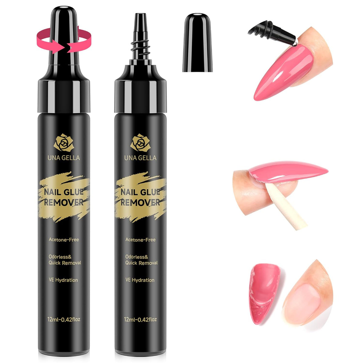 UNA GELLA Quick Removal Gel Nail Glue Remover for Press On Nails: Acrylic Nails Semi Solid Nail