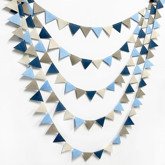 Dusty Blue Party Decoration Gray Blue Felt Hanging Triangle Mini Bunting Pennant Banner Flag for