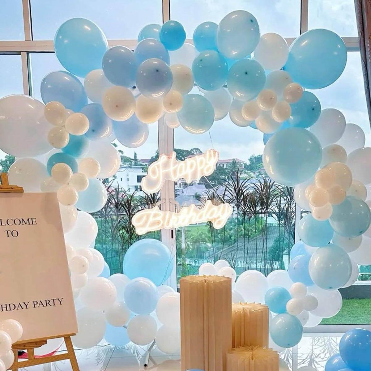 90pack Aqua Balloons Different Size 18/12/10/5 Inch Aqua Balloon Garland Arch Kit for Graduation