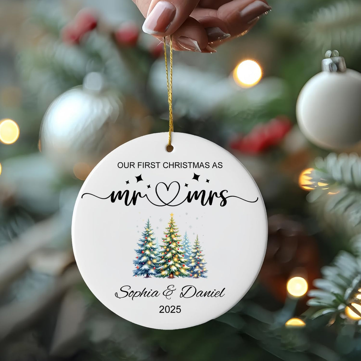 First Christmas Married Engaged Ornament 2025, Our First Christmas As Mr and Mrs Christmas
