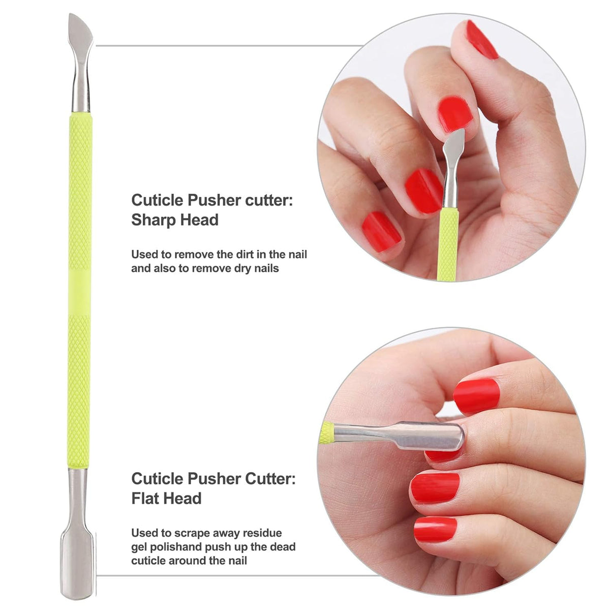 YINYIN Professional Cuticle Trimmer with Pusher and Cutter - Stainless Steel Cuticle Clippers for