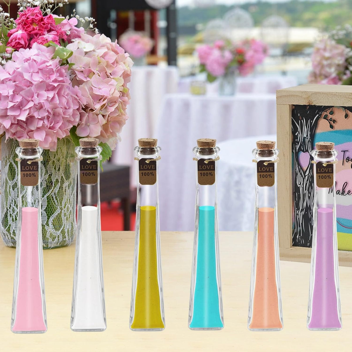 Wedding Unity Sand Ceremony Kit Sand Ceremony Kit for Weddingwith Wood Box 6 Vase 6 Unity for