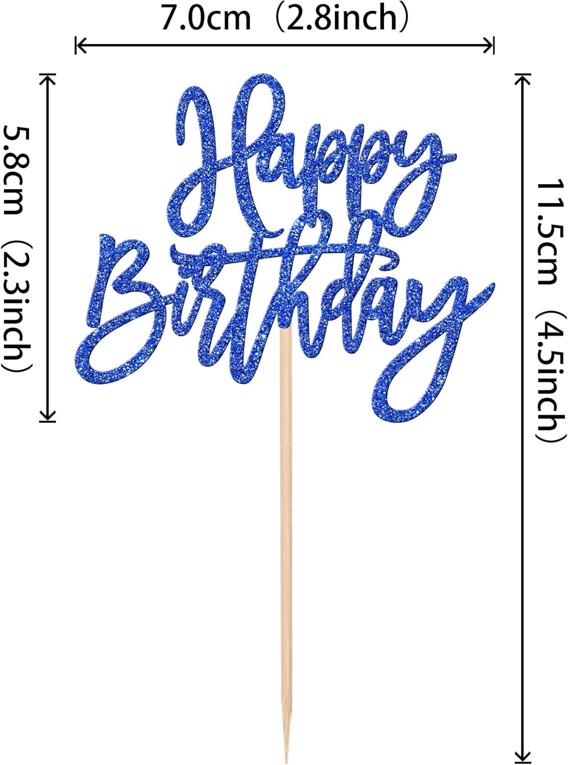 24 PCS Happy Birthday Cupcake Toppers Glitter Picks for Celebrating Anniversary Theme Party Cake