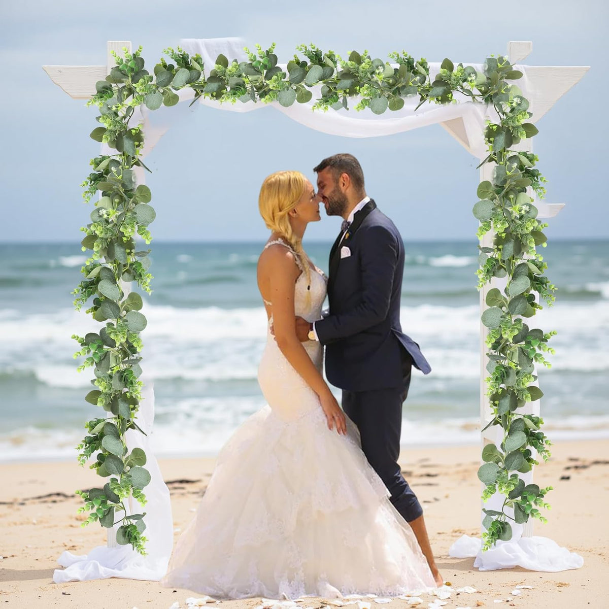 MAKHOT 2pcs Artificial Eucalyptus Garland, 5.9FT Greenery Garland Flower Spring Summer Green