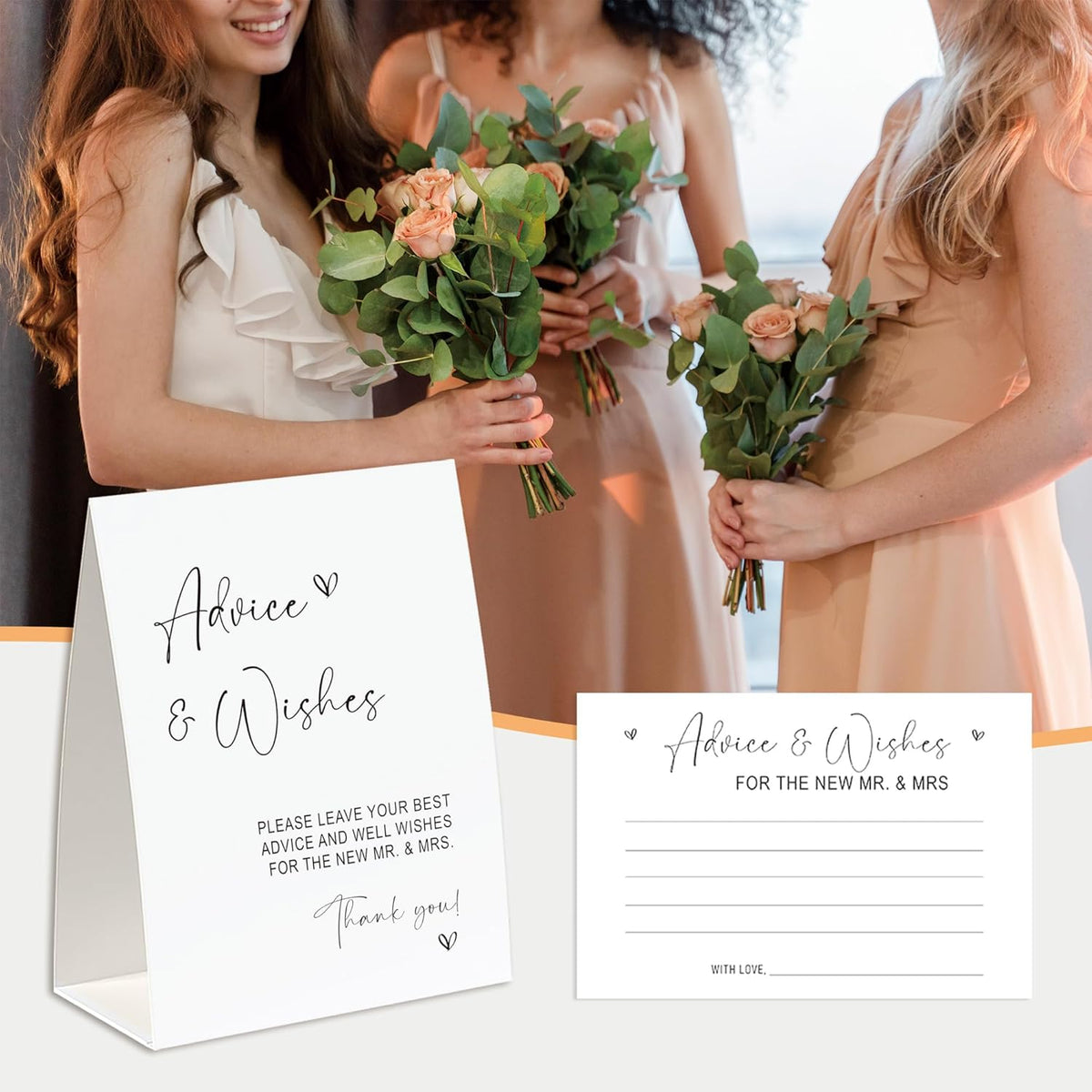 Advice and Wishes for The Mr and Mrs, Advice Cards for Bride and Groom 30 Pcs, Minimalist Theme