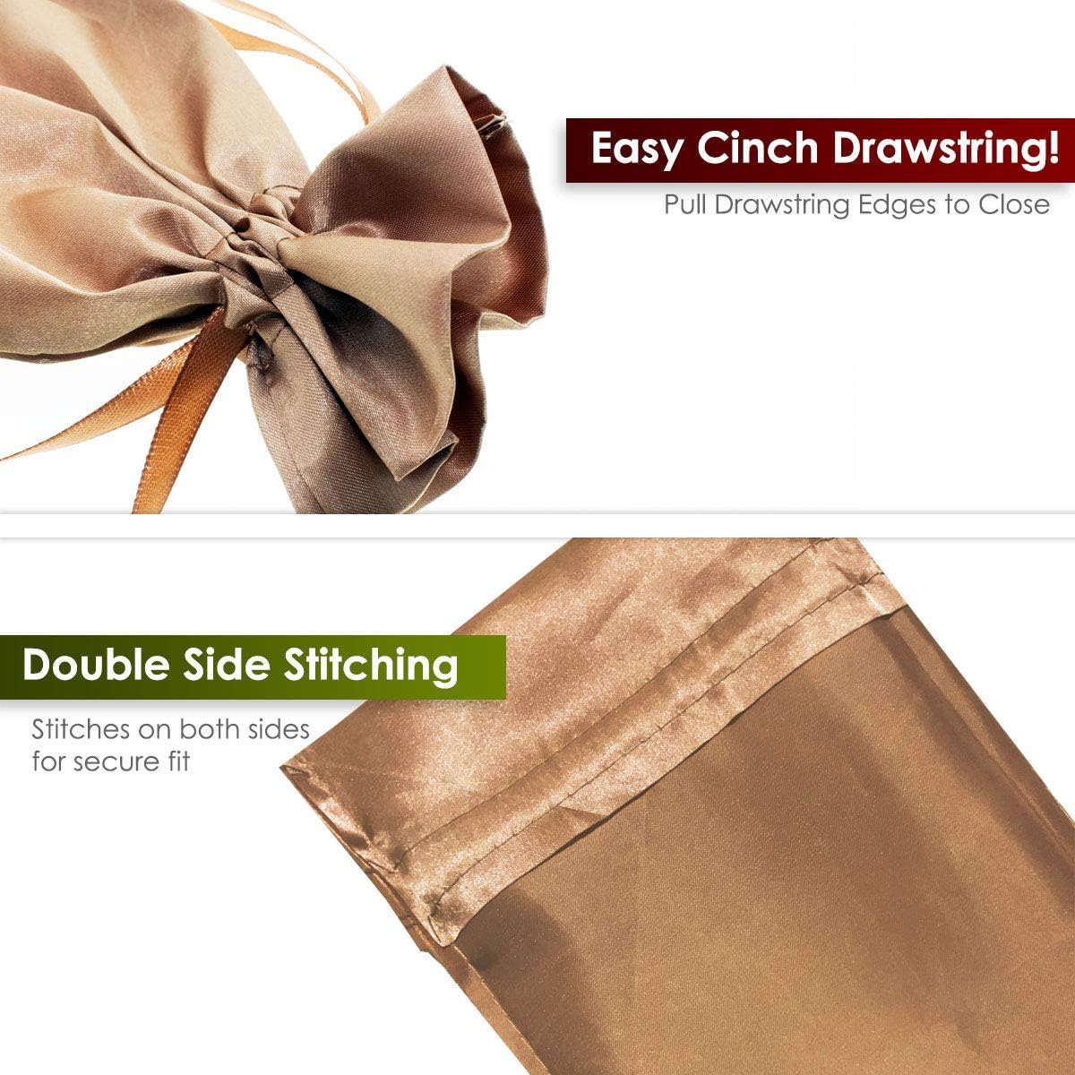 6" x 9" Old Gold Satin Gift Bags, Jewelry Bags, Wedding Favor Drawstring Bags Baby Shower Christmas