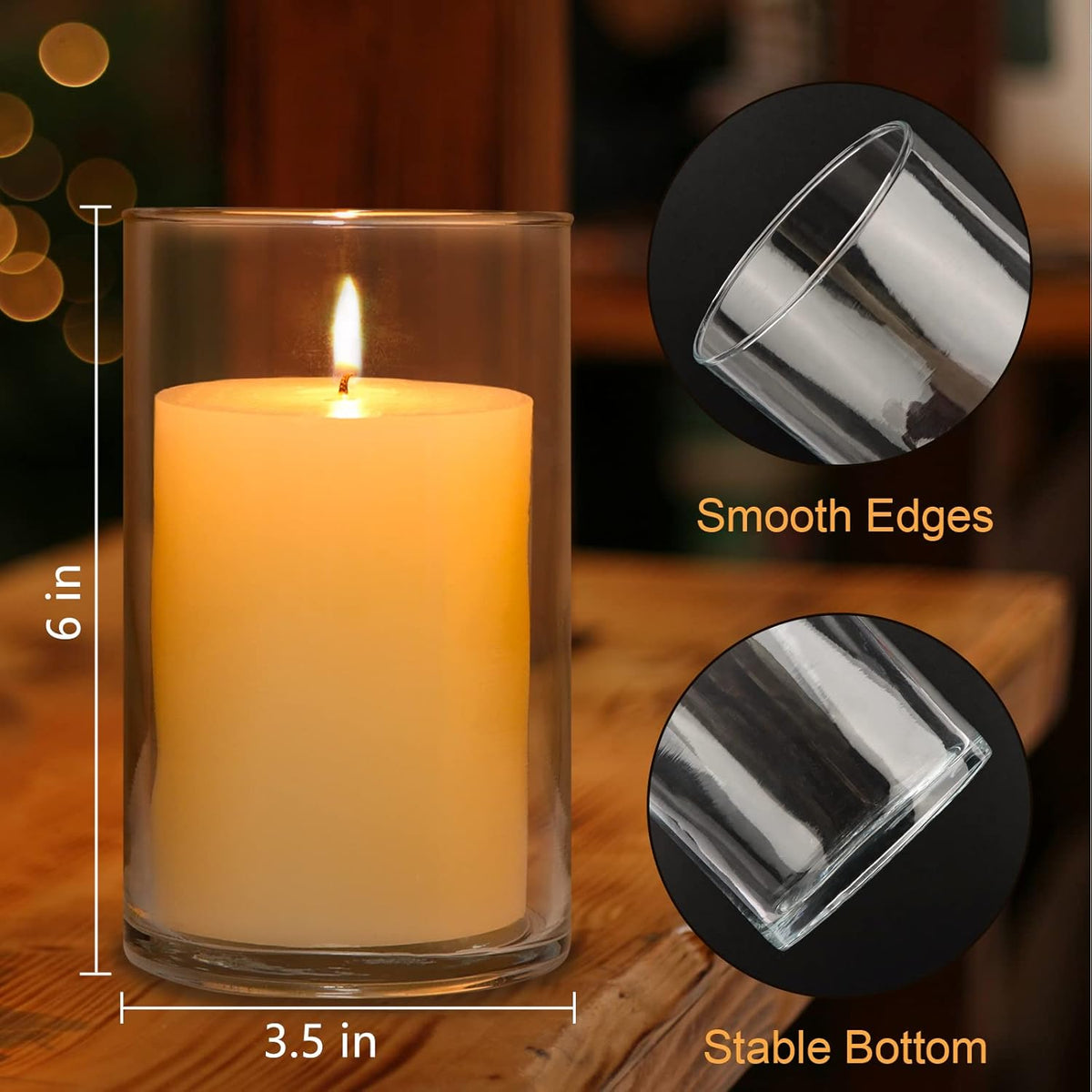 6 Pack Clear Glass Cylinder Vases, 6 Inch Flowers Vase, Floating Candle Holder for Table