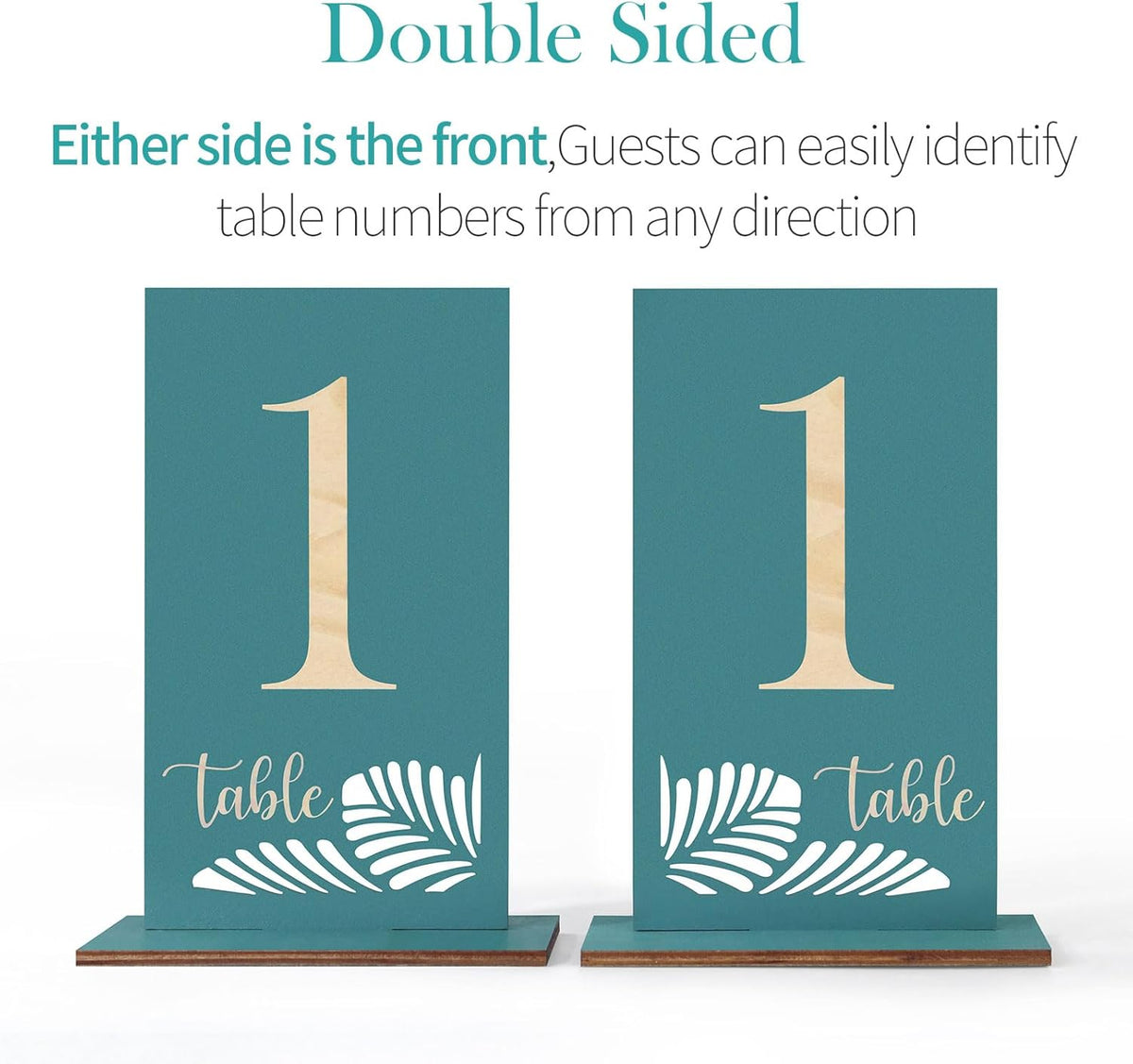 Wooden Table Numbers 1-15,3.2x5.8 Inch Double Sided Rustic Blue Wedding Table Number Signs with
