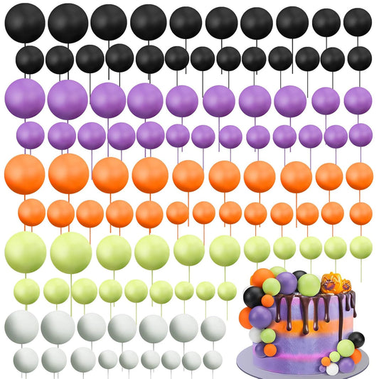 108 Pcs Balls Cake Topper DIY Cupcake Insert Foam Balloons for Cake Baking Wedding Anniversary