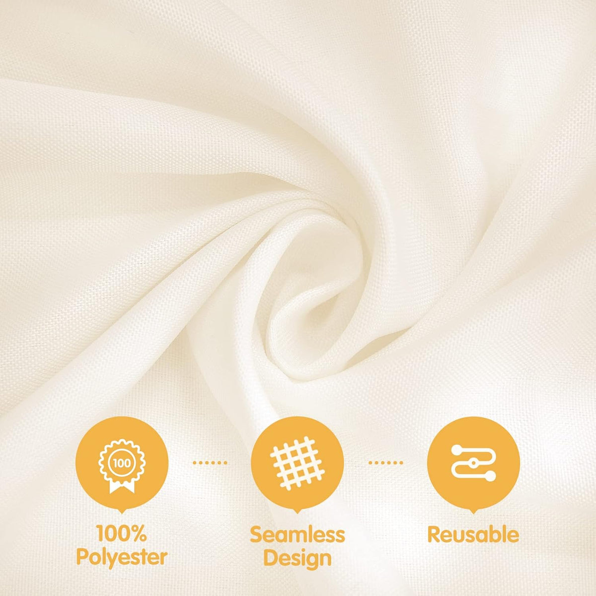 BRILLMAX 6 Pack Ivory Round Tablecloths 132 Inch - Circle Bulk Linen Polyester Fabric Washable