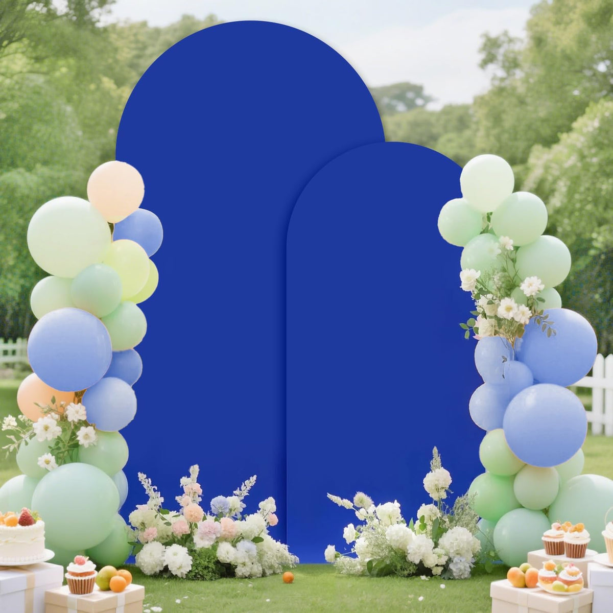 Metal Arch Backdrop Stand and Cover Set 7.2FT, 6FT Arch Stand and Cover Set of 2 Wedding Backdrop