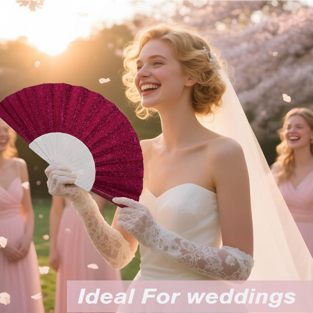 48 Pack Handheld Fan,Folding Hand Glitter fan with Shining Transparent Fan Rib – Ideal for Wedding