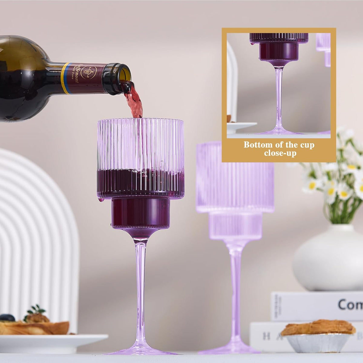 Plastic Goblets Wine Glasses - 12Oz Acrylic Wine Glasses Origami Unbreakable Clear Plastic Cocktail
