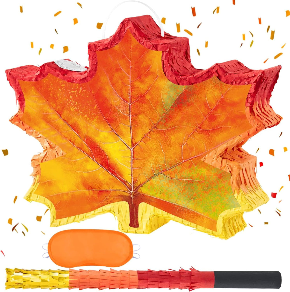 WERNNSAI Fall Leaf Pinata - Maple Leaf Pinata Thanksgiving Party Games for Kids Orange Autumn