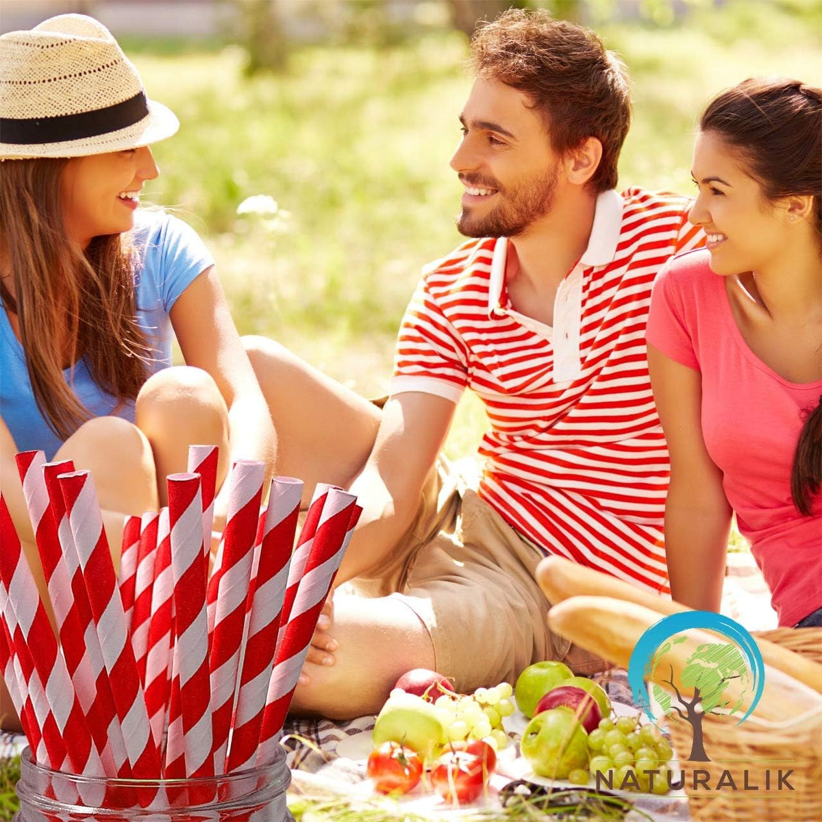 300 Pack Extra Durable Red Paper Straws Biodegradable- Heavy Duty Eco-Friendly Paper Straws Bulk