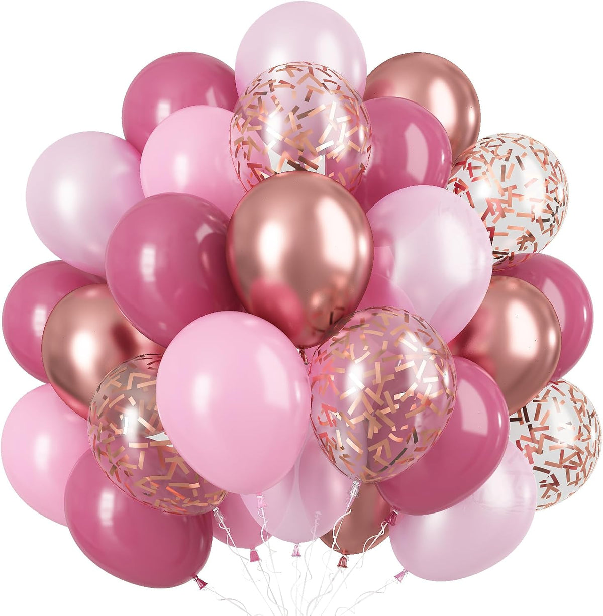 Togvu Dusty Rose Balloon Set, 60 Packs 12 Inch Retro Pink Metallic Chrome Rose Gold Pearl Pink