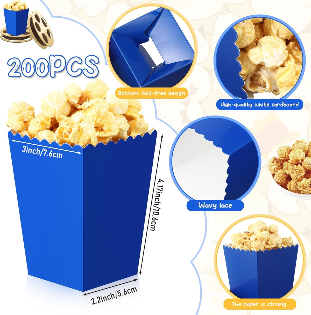200 Pcs Popcorn Boxes Mini Paper Popcorn Box Cardboard Popcorn Container for Party Disposable Snack