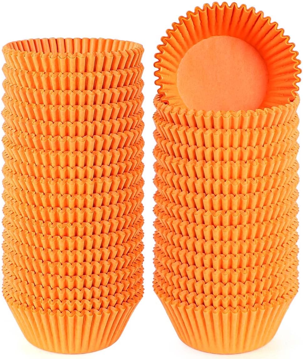 Caperci Standard Orange Cupcake Muffin Liners 500-Count, No Smell, Food Grade & Grease-Proof Paper